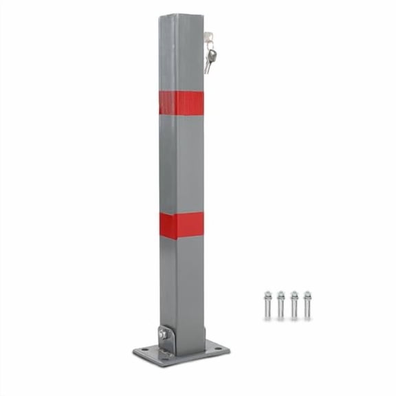 Safety Bollard Post Steel Folding Parking Barrier Lockable Car Bollard Driveway Car Safety Security Post with Lock & 4 Ancher Bolts$$Safety & Emergency