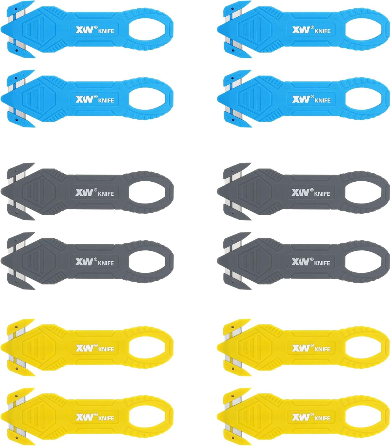 Safety Box Cutter of Stainless Steel Blade, Carton and Package Opener Assorted Colors, 12-Pack