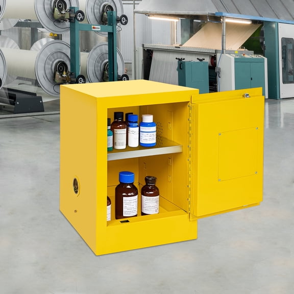 Safety Cabinet, 12 Gal Flammable Liquid Safety Storage Cabinet, Galvanized Steel 1 Door Safety Cabinet for Flammable Liquid with Adjustable Shelf (56 * 46 * 46cm)