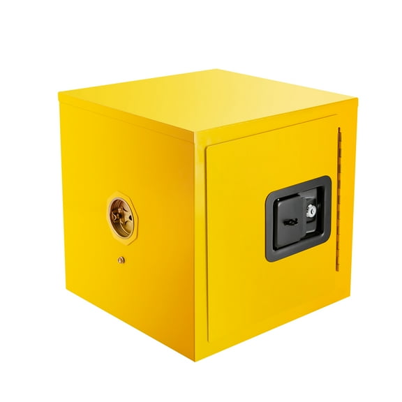 Safety Cabinet with Fireproof and Corrosion-Resistant Design 2 Gal Capacity, Double-Lock Protection, Grounding Cable, Air Ventilation, Modern Yellow Finish for Laboratory and Chemical Storage