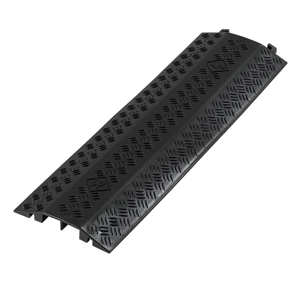 17" Cable Hose Cover Ramp, Supports 500 lbs per Axle, Drop-Over Style Cord Protector for Demanding Indoor/Outdoor High Traffic Areas in Warehouses, Offices, Homes - Single Unit