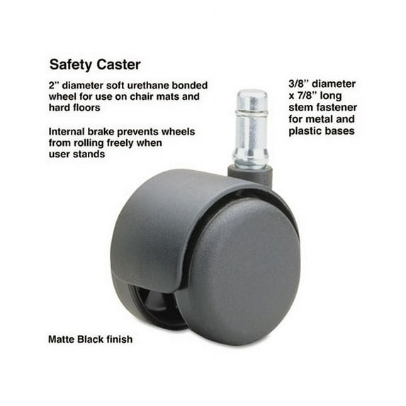 Safety Casters Standard Neck, Polyurethane, K Stem, 110 lbs./Caster, 5/Set