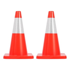 Safety Cones 18 in,PVC Orange Traffic Cone with Reflective Collar Used for Traffic Control, Driveway Road Parking and School Improvement, 2 PACK