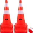 thumbnail image 1 of Safety Cones, 28 in/73 cm Height, 12 PCS PVC Orange Traffic Cone with 2 Reflective Collars and Weighted Base, Used for Traffic Control, Driveway Road Parking and School Improvement, 1 of 11