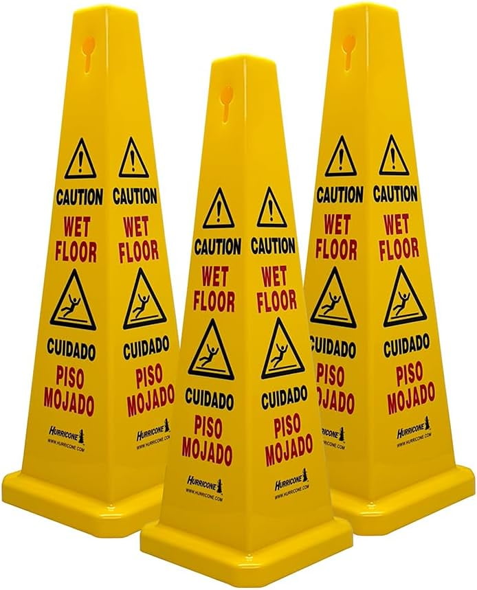 VSafety Cartello Attenzione Pavimento Bagnato: 3 Pezzi 200x300 Mm, Norme EN ISO 7010