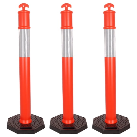 Safety Cones 3 Pack, 45" Traffic Delineator Posts with Heavy Duty ...