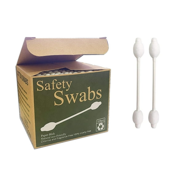 Safety Cotton Swabs with Large Tip 216PCS,Baby Buds With Natural Paper Stick For Newborn,Kids