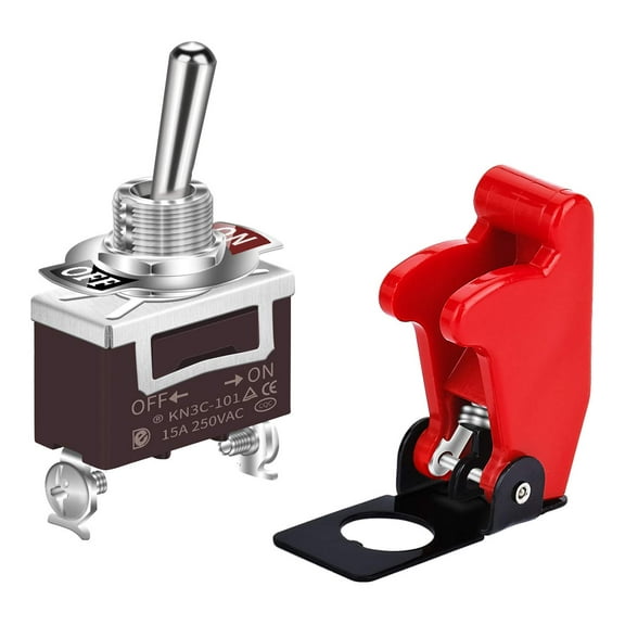 Safety Cover Toggle Switch Guard ON Off Red Aircraft Covered 20A 12V Toggle Rocker Switch 120V AC 12 Volt DC Heavy Duty 2 Pin SPST for Car Truck Automotive