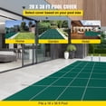 thumbnail image 1 of Safety Cover for 18x36 Inground Pools Winter, Green Mesh with Integrated Solid Step Section (4ft x 8ft), 1 of 7