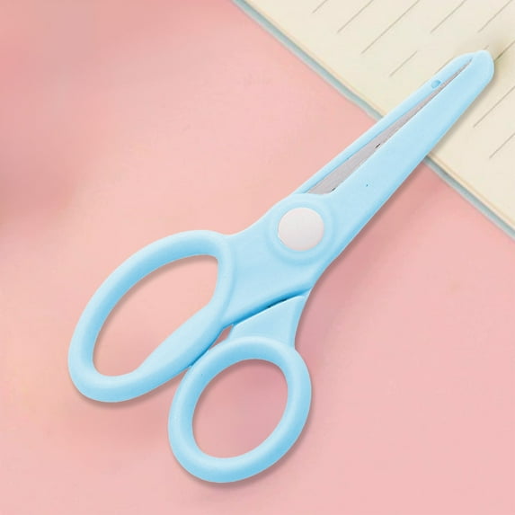 Safety Craft Scissors 5.12x2.36in Spring-Loaded Paper Cutting Tool with Rounded Tips for Art Projects(Blue)