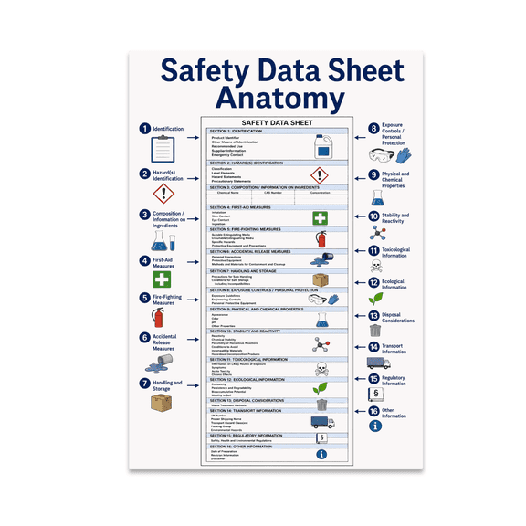 Safety Data Sheet Anatomy Educational Reference - Workshop Classroom - 13x19 Poster Print