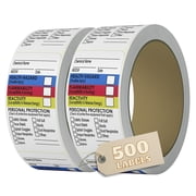 Safety Data Sheet Stickers - 1.5" x 2.5", 2 Rolls of 250, Right to Know- Chemical Identifying and Marking Sticker Decals