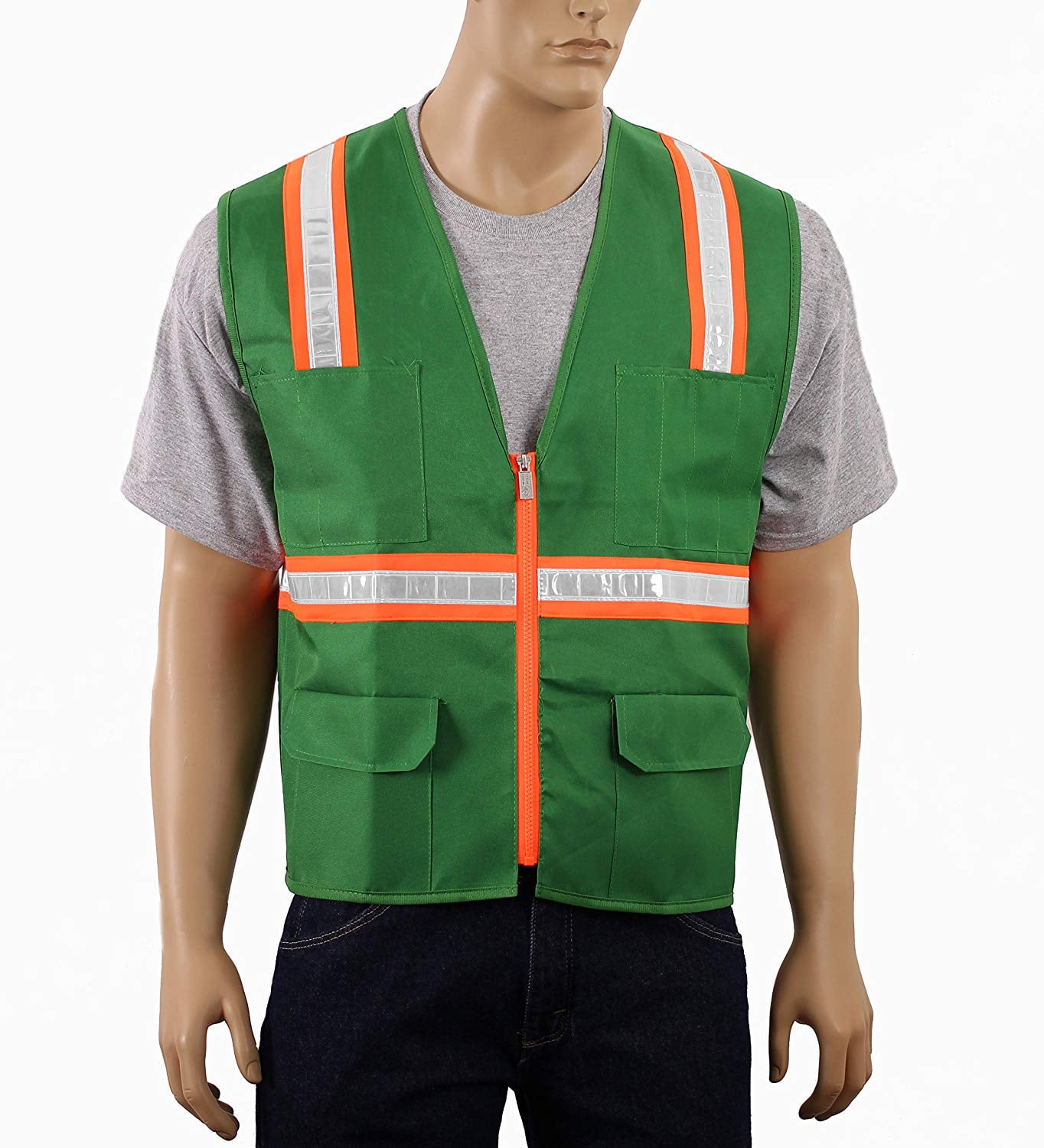 Safety Depot Green Reflective Safety Vest with Pockets 8038-GR-S ...