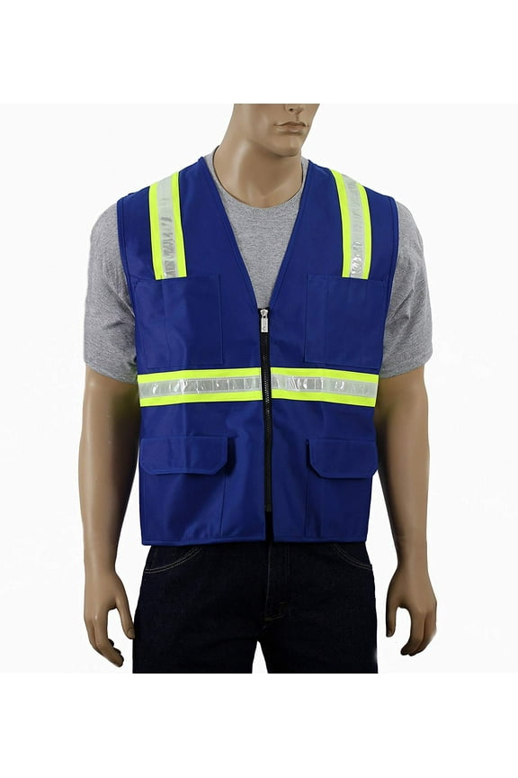Reflective Safety Vest, Polyester Royal Blue, L