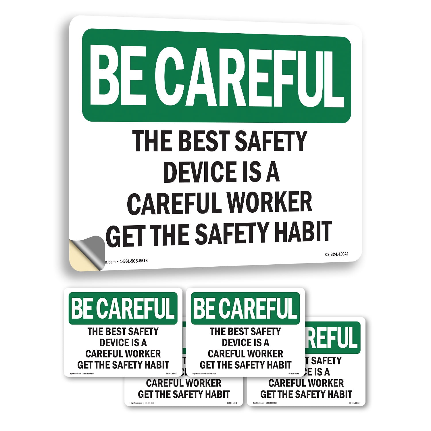 Safety Device Careful Worker OSHA Be Careful Vinyl Decal Label 18 Inch ...