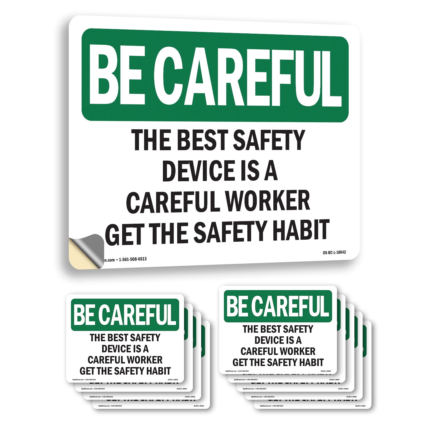 Safety Device Careful Worker OSHA Be Careful Vinyl Decal Label 7 Inch x ...