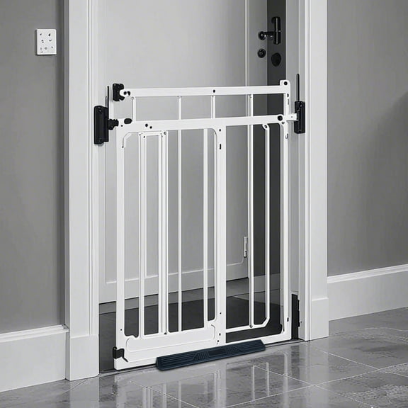 Safety Door Anti-tripping Deflector Pet Isolation Fence Guard Rail Accessory for Home Security Gate, Black,18x5 Inch