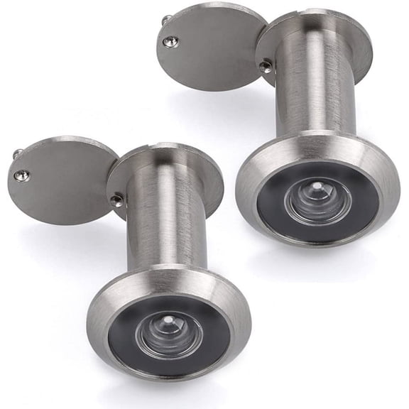 Safety Door Viewer,Solid Brass 220-degree Door Viewer/Peephole with Heavy Duty Rotating Privacy Cover for 1-3/8" to 2-1/6" Doors, Durable Door Viewer for Home Office Hotel (2 Pcs Silver)