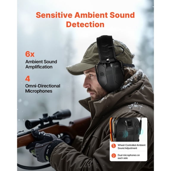 Safety Earmuffs,Electronic Ear Muffs with 5.3 Bluetooth Technology&Sound Amplification,Noise Reduction Headphone NRR23dB,Hearing Protection Earmuffs for Shooting,Lawn Mowing&Work
