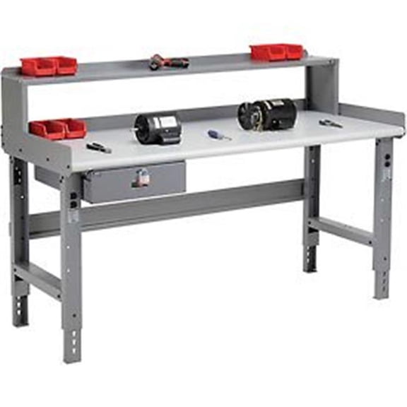 Safety Edge Workbench - Gray - 72 x 30 in. - Adjustable Height - Anti-Static Top