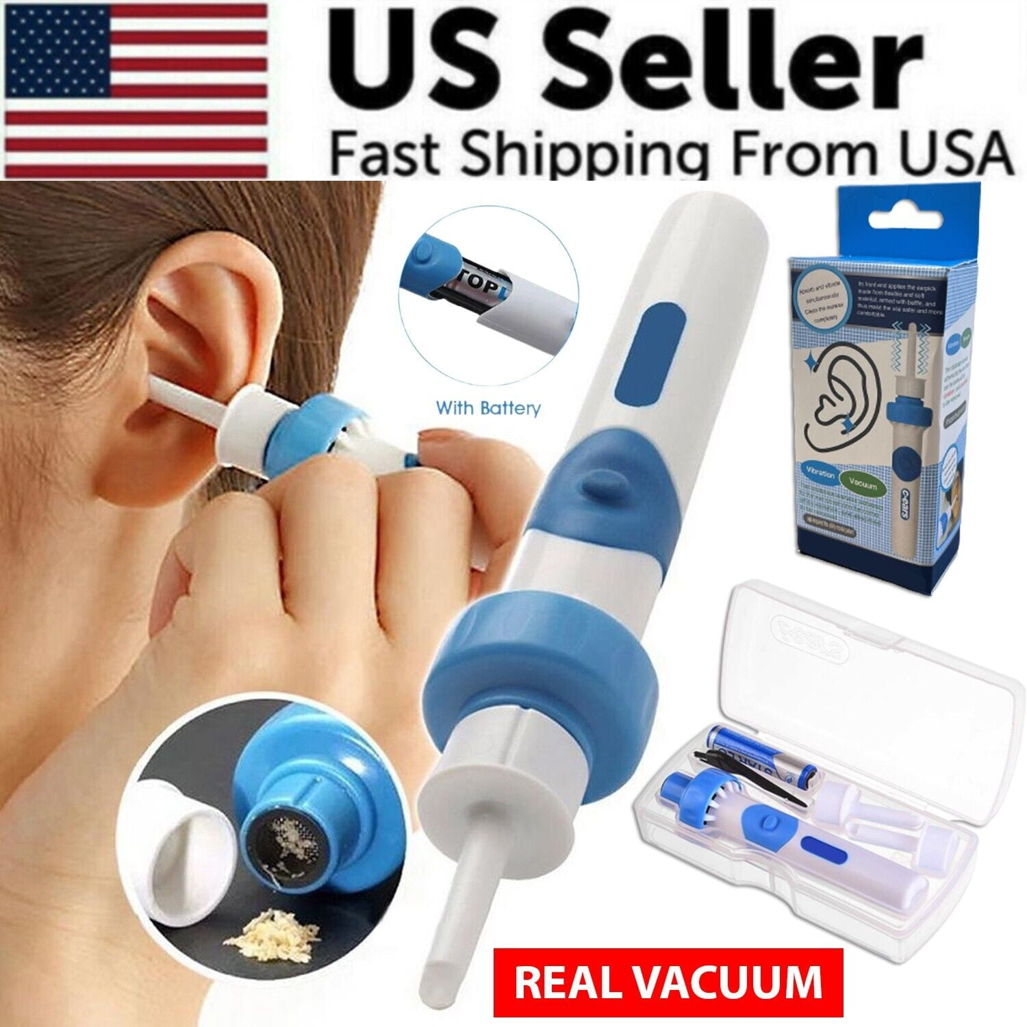 Safety Electric Cordless Vacuum Ear Cleaner Wax Remover Painless