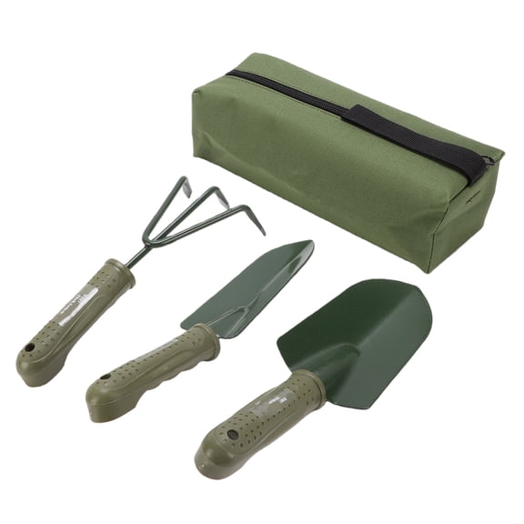 Hand Shovel Shovel 3-in-1 Garden Tool Set with Wide and Narrow Trowel Handheld Shovel Rake Ergonomic Rubbe-coated Non-Slip Handle Storage Pouch for Digging Weeding Planting Lawn Farm Home