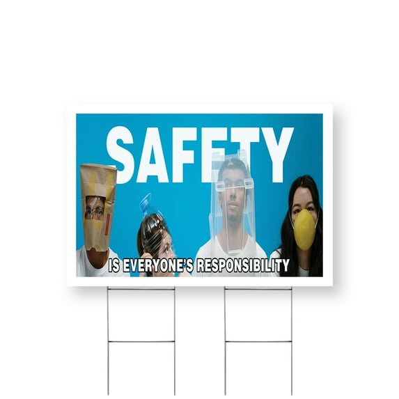 Safety Is Everyone's Responsibility Yard Sign 24 Inch x 36 Inch Double Sided Weatherproof Heavy-Duty Plastic with Stake | Professional Signage, Workplace Awareness, Clear Messaging |