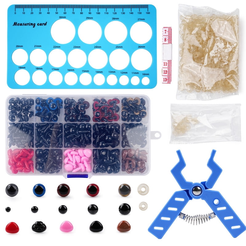 Safety Eye Tool Auxiliary Tool for Amigurumi Crochet with 752pcs Safety Eyes and Noses Blue