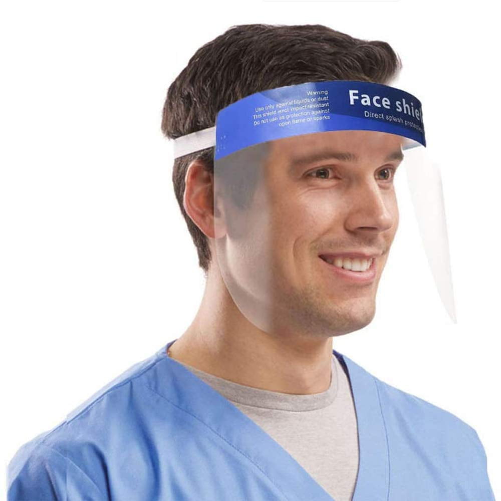 Safety Face Shield Full Face Protective Cover with Clear Vision, Elastic Band, Comfort Sponge