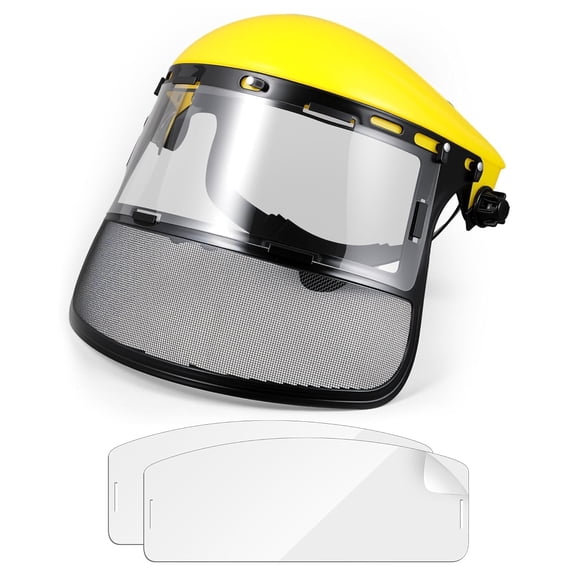 Safety Face Shield with Mesh Visor for Weed Eating Whacking Yard Work Chainsaw Protective Helmet