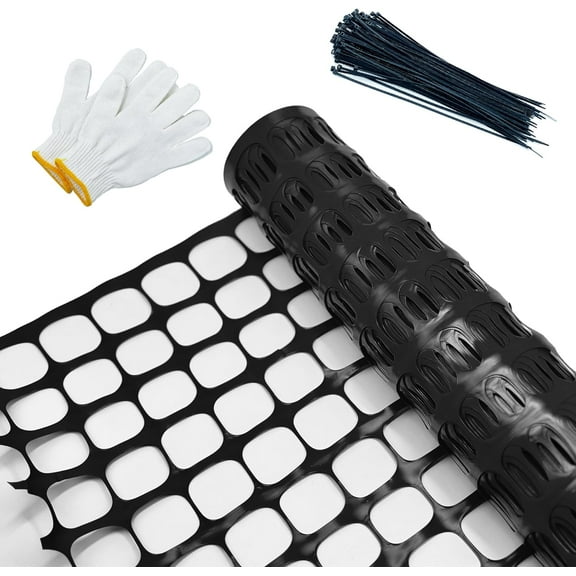 Safety Fence Garden Netting Roll 4 X 100 Feet with Zip Ties, Temporary Reusable Plastic Mesh Fencing Netting for Snow Fence, Animal Barrier, etc. (4' X 100‘ SW, Black)