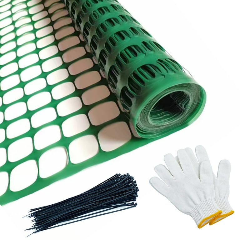 Safety Fence Plastic Mesh Fencing Roll, 4'x100' feet 1 Roll with 100 Zip  Ties, Temporary Reusable Netting for Snow Fence, Garden, Construction and