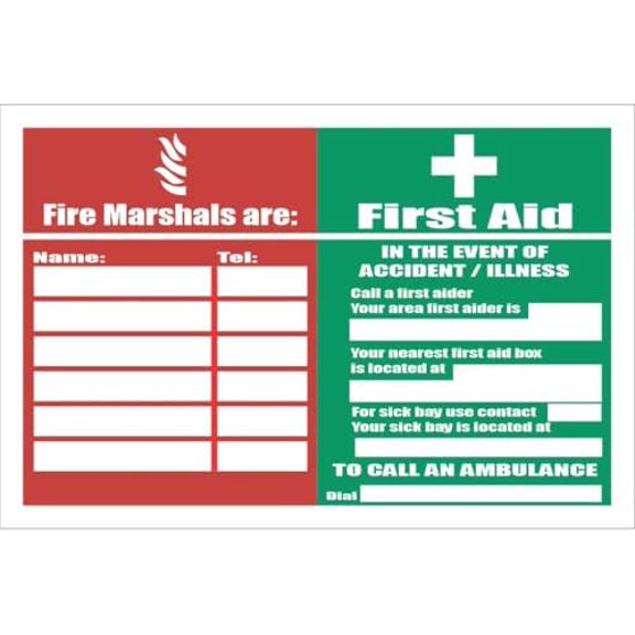 Safety - First Aider And Fire Fighter Sign Metal Sign Decorative Wall Plaque, 12 X 8 inch