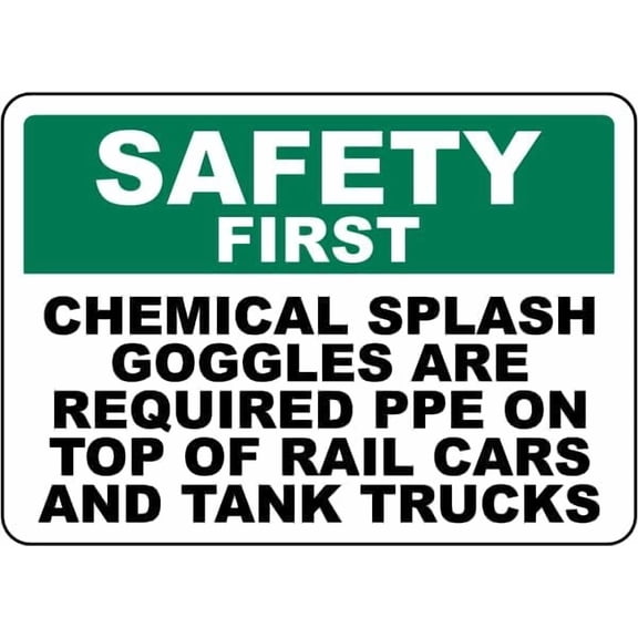 Safety First Chemical Splash Goggles Are Required Sign 8x12 Inch Metal Sign Safety, Warning, or Notice Wall Decor