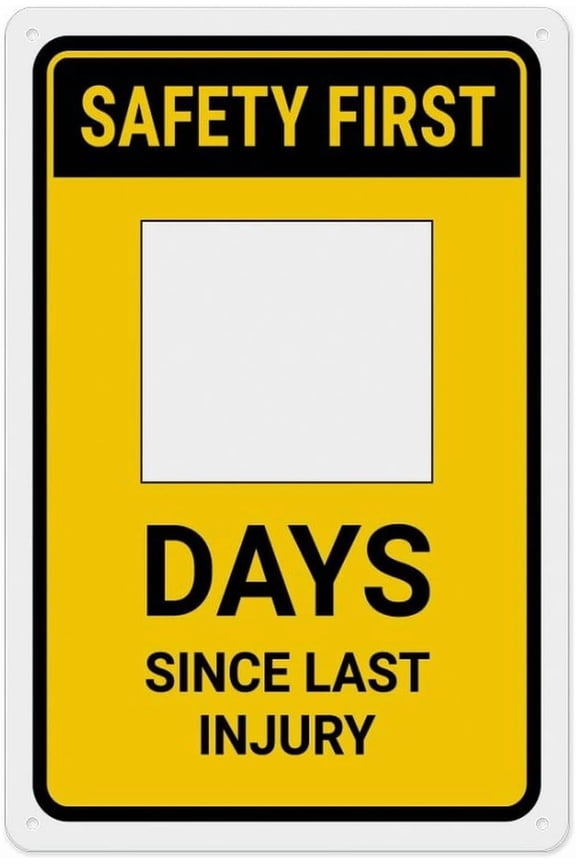 Safety First Days Since Last Injury Yellow - Dry Erase Sign Rustic Metal Tin Sign Home Outdoor Art Wall Decorations For Cafe Bar Kitchen 12X8Inch