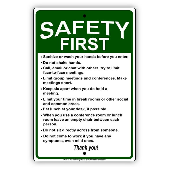 Safety First Maintain Social Guidelines And Stay Safe Protection Required Unique Aluminum Metal Sign 8"x12"