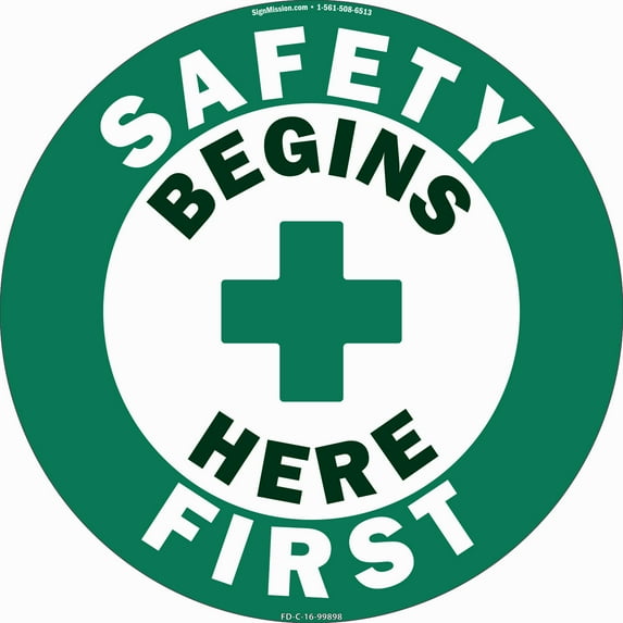Safety First Non-Slip Floor Marker | 3 Pack of 16" Circle Vinyl Decal | Protect Your Business, Work Place & Customers | Made in The USA