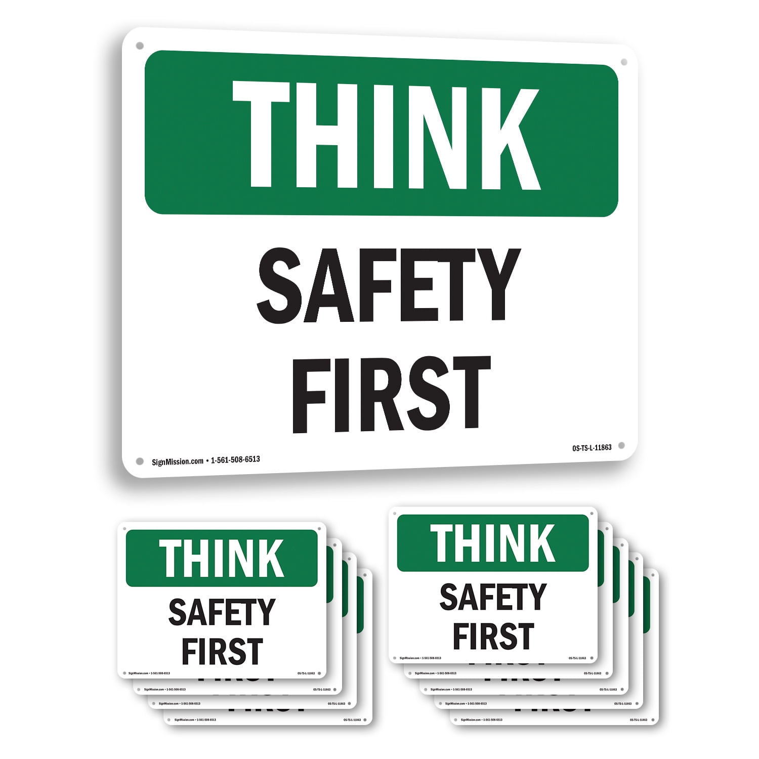 Safety First OSHA Think Rigid Plastic Sign 18 Inch x 12 Inch - 10 Pack ...