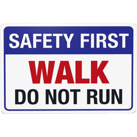 Safety First Walk Do Not Run Pool Warning Metal Sign, Caution Plaque for Home Business Wall Decor, Pool Behavior Sign, 8x12 Inch