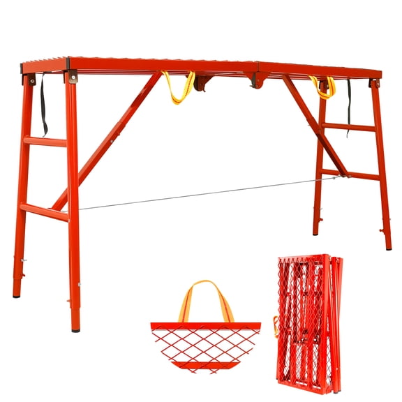 Safety Folding Step Ladder, Reinforced Welded Scaffolding Platform, Stable Height Adjustable Work Scaffold, for Family Renovation Daily Repair Commercial Occasion