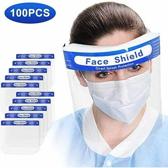 Safety Full Face Shield Clear Protector Work Medical Dental, Standard Size 100 pcs