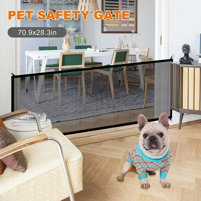 Child & Dog Safety Gate Retractable Mesh Net Doorway for Home, Kitchen