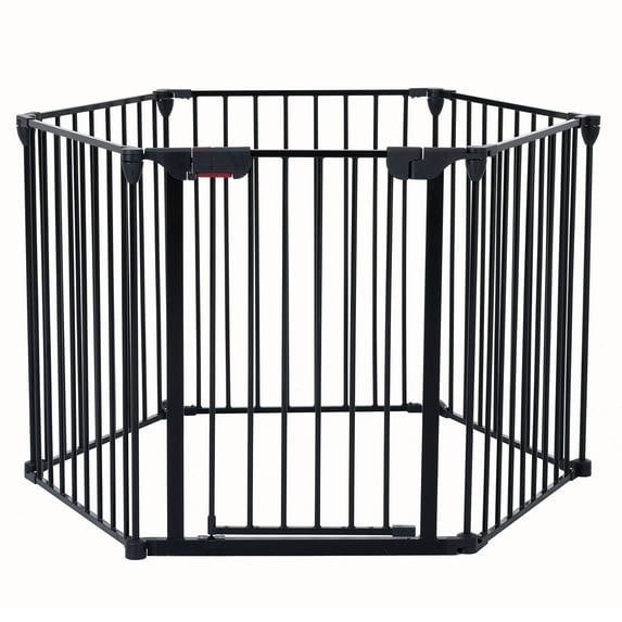 Safety Gate, Outdoor Fence Gate With Reinforced Frame, Wall Mounted Hardware Steel 4-in-1 Metal Safety Door For Corridor, Doorway, House Stairs