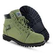 Steel Toe Boots for Women - Moss - 10M | Waterproof Women's Fusion Work Boots | Leather Work Boots | Rugged Goodyear Welt Construction | Oil Resistant Outsoles & Cushioned Insoles