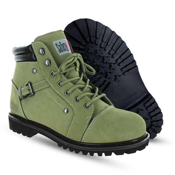 Steel Toe Boots for Women - Moss - 6M | Waterproof Women's Fusion Work Boots | Leather Work Boots | Rugged Goodyear Welt Construction | Oil Resistant Outsoles & Cushioned Insoles