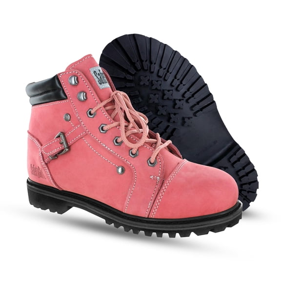 Safety Girl Steel Toe Boots for Women - Pink - 10M | Waterproof Women's Fusion Work | Leather Work | Rugged Goodyear Welt Construction | Oil Resistant Outsoles & Cushioned Insoles