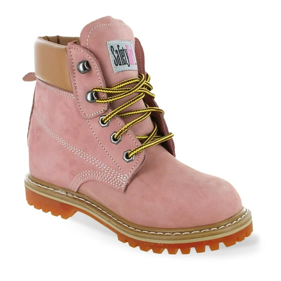 Women's Soft Toe Work Boots - Pink - 8.5M | Water-Resistant Nubuck Upper | Rubber Outsole | Includes Brown & Pink Laces | Durable Women’s Work Boot