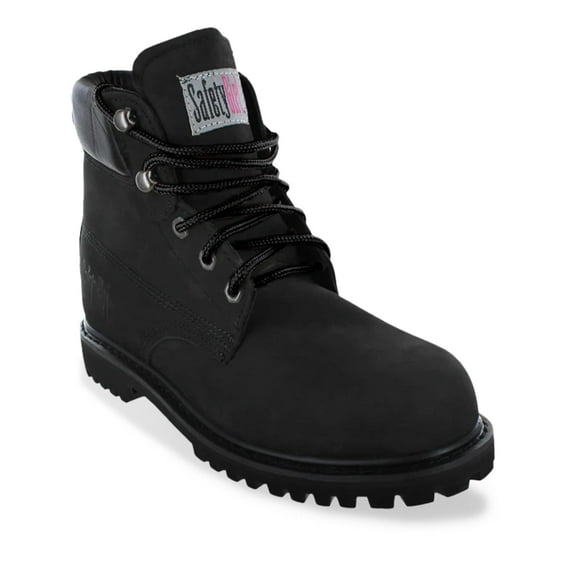 Safety Girl Steel Toe Boots for Women - Black - 8W | Waterproof Work Boots for Women Steel Toe Boots | Slip Resistant Work Shoes | Lightweight Nubuck Leather for Comfort and Style