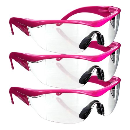 Safety Girl Navigator Safety Glasses - Pink Clear - 3PK Eye Protection, Protective Eyewear