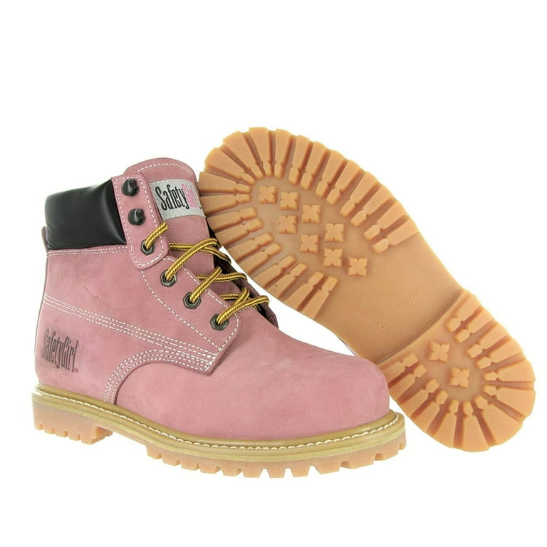Safety Girl Women's Pink Steel Toe Work Boots with Durable Nubuck